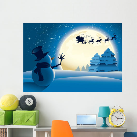 Full Moon Santa Silhouette