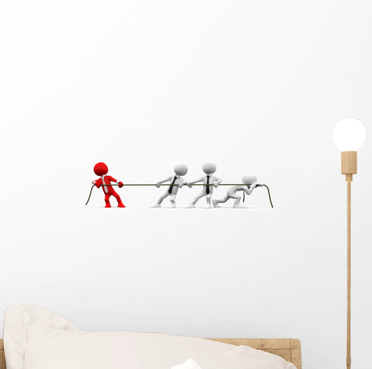 3D Human Pulling Rope Wall Decal