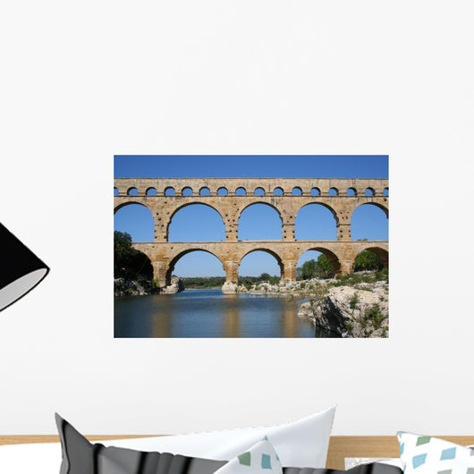 aqueduct at pont du gard southern france Wall Mural