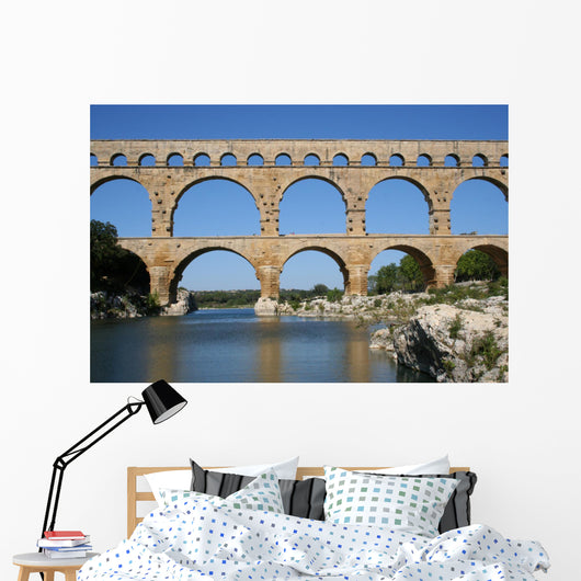aqueduct at pont du gard southern france Wall Mural