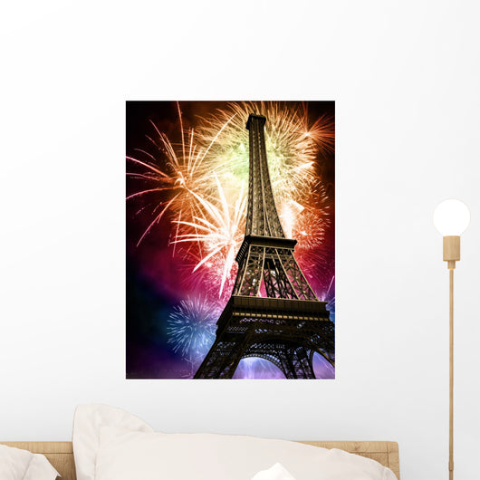 eiffel with fireworks Wall Mural