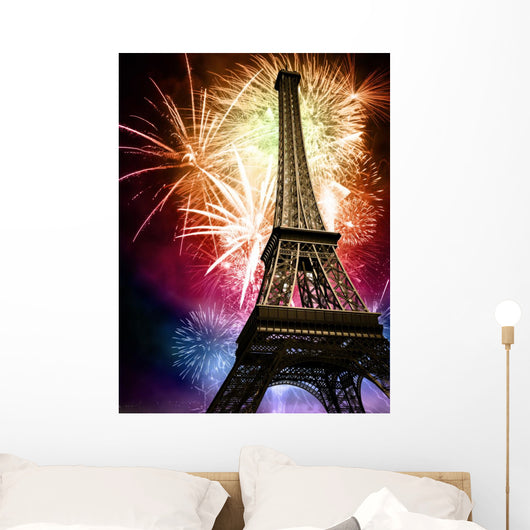 eiffel with fireworks Wall Mural