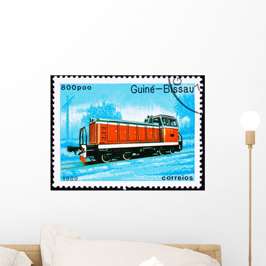 Train Stamp Red Railroad