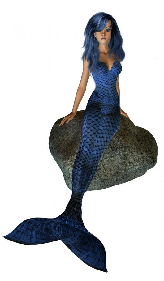 Blue Mermaid Sitting on a Rock Wall Decal