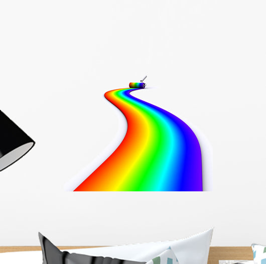 Brush Roller Paints Rainbow Wall Decal