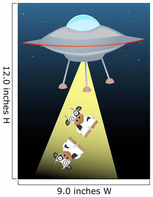Ufo beaming up two cows in beam of light Wall Mural