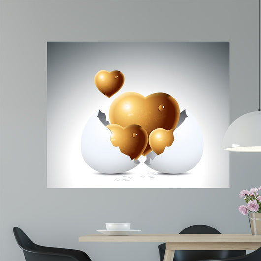 Love Hearts and Egg Wall Mural