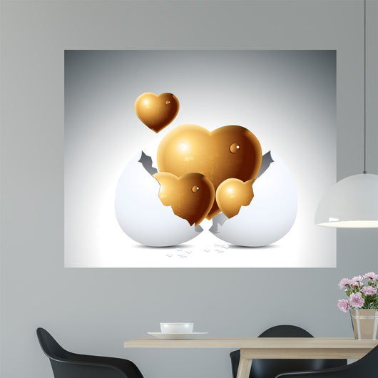 Love Hearts and Egg Wall Mural