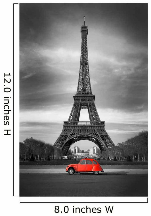 Eiffel Tower and Red Car - Paris Wall Mural