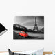 Eiffel Tower and Paris car red- Wall Mural