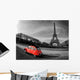 Eiffel Tower and Paris car red- Wall Mural