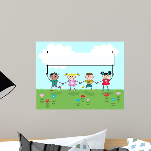 Four Mixed Kids Wall Mural