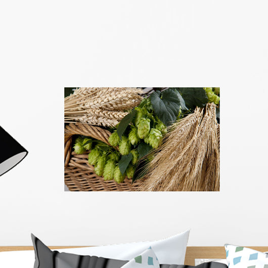 barley with hop cones Wall Mural