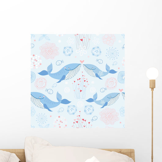 Lovely Blue Whale Wall Mural