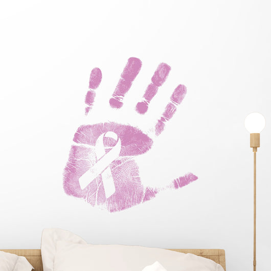 Breast Cancer Awareness handprint ribbon Wall Decal