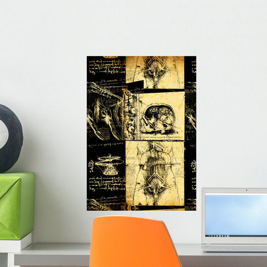 Leonardo's Da Vinci engineering & Anatomy drawing Wall Mural
