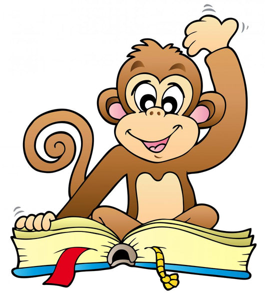 Cute Monkey Reading Book Wall Decal