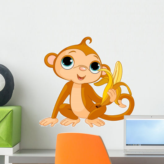 Funny Monkey with banana Wall Decal