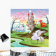 Pegasus Unicorn and Dragon in Mythological Landscape Wall Mural