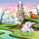 Pegasus Unicorn and Dragon in Mythological Landscape Wall Mural