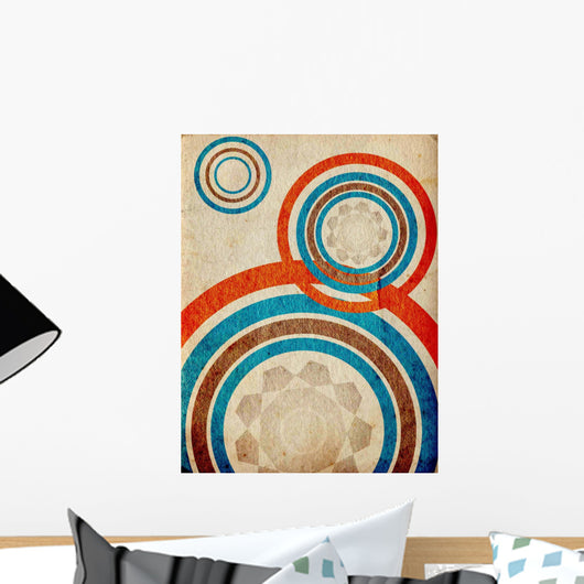 Retro Circles - Aged Paper Texture Wall Mural
