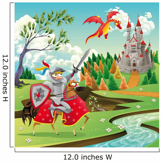 Panorama With Castle Dragon and Knight Wall Mural