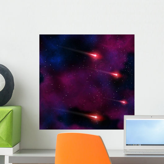 Red comet in the space area Wall Mural