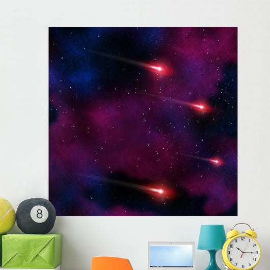 Red comet in the space area Wall Mural