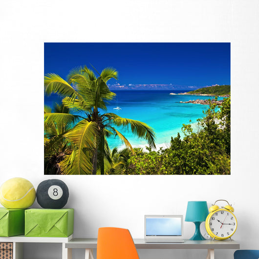 Dream seascape view, Seychelles, La Digue island Wall Mural