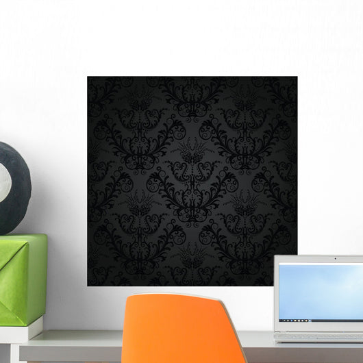Luxury charcoal floral wallpaper Wall Mural