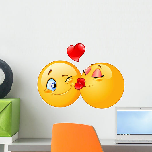 Kissing emoticons Wall Decal