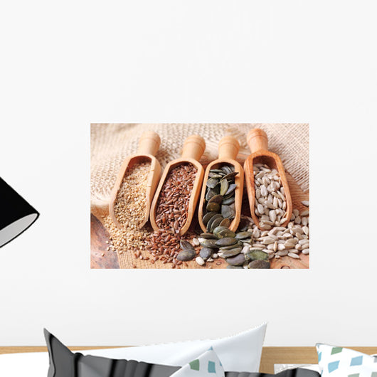 Sesame, flax, pumpkin and sunflower seeds Wall Mural
