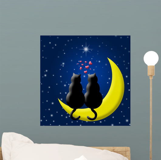 Happy Valentines Day Cats Wall Mural