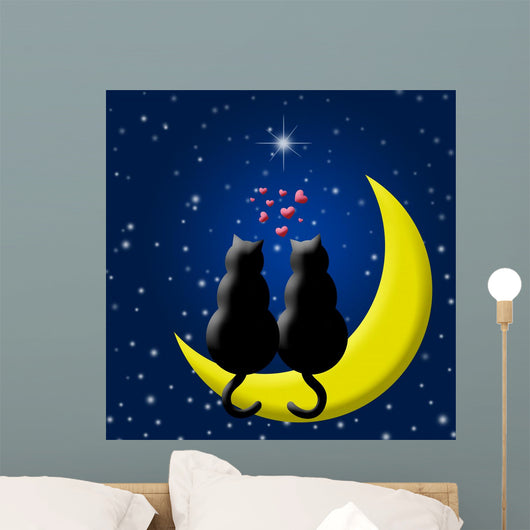 Happy Valentines Day Cats Wall Mural