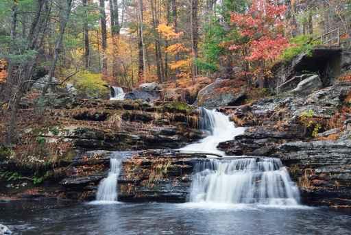 Autumn Waterfall Mountain Wall Decal