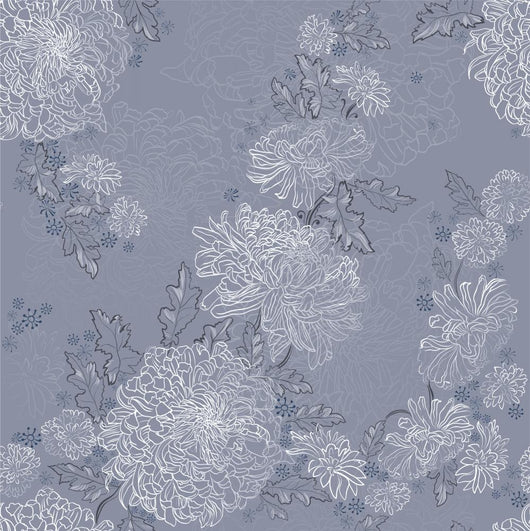 Seamless Ornament Tender Chrysanthemums Wall Decal