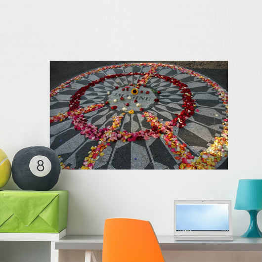 Imagine Monument With Flowers in Peace Sign Wall Mural