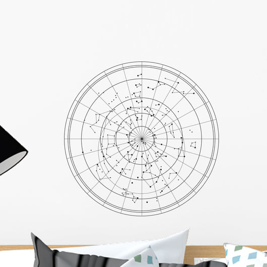 sky map with stars and constellations vector Wall Decal