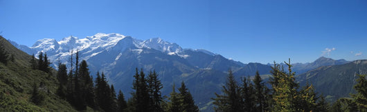 white mountains with snow, aiguillette des houches, brevent, fra Wall Mural