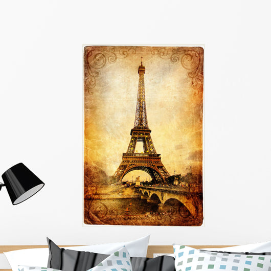 Eiffel tower - retro picture Wall Mural