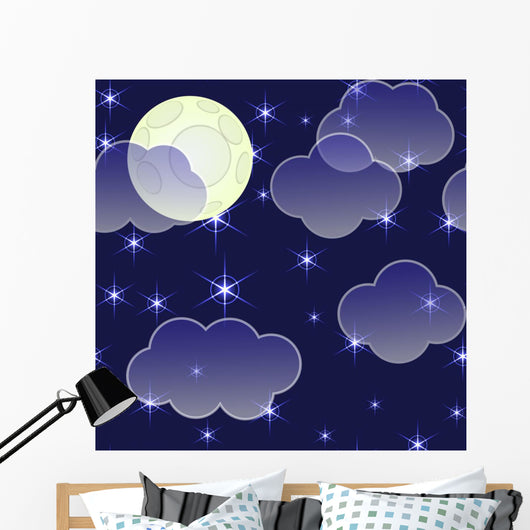 Abstract Night with Clouds Wall Decal
