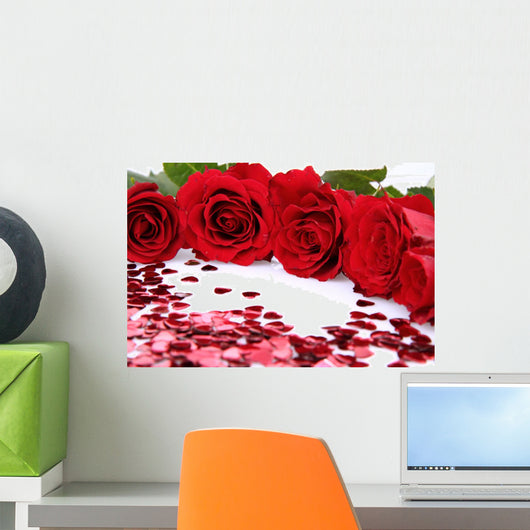 Red Roses and Heart Wall Mural