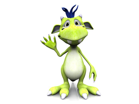 Cute Cartoon Monster Waving Wall Decal