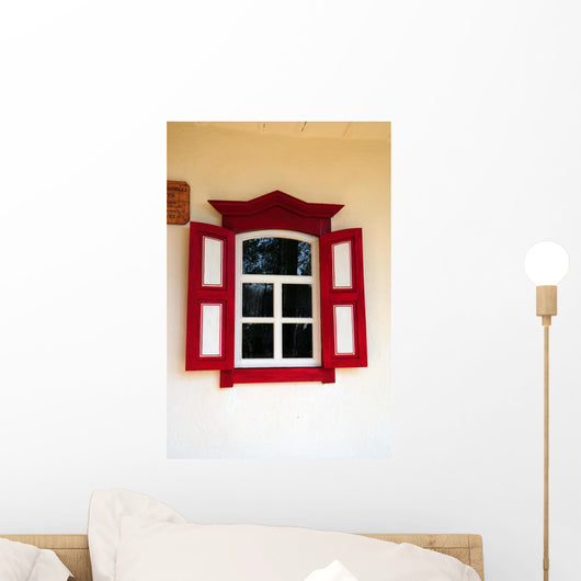 Red Shuttered Window White