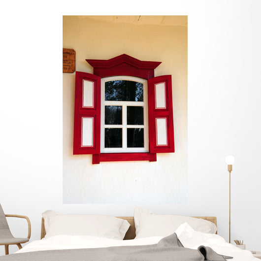 Red Shuttered Window White