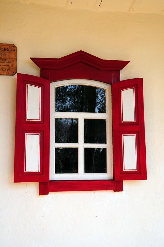 Red Shuttered Window White