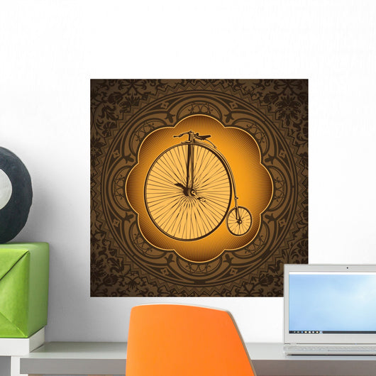 Vintage artistic background with old bicycle. Wall Mural
