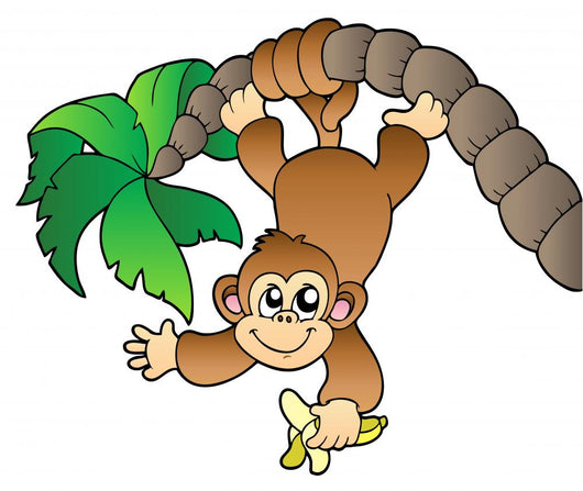 Monkey Hanging Palm Tree Wall Decal