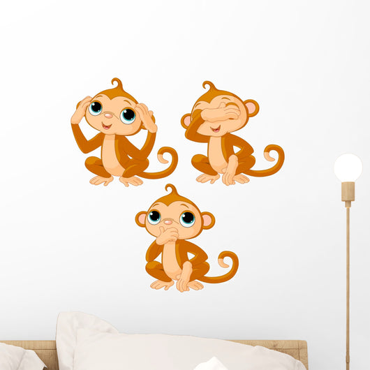 Three Little Monkeys Wall Decal