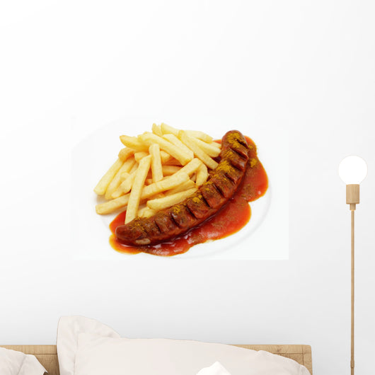 Currywurst with french fries Wall Mural